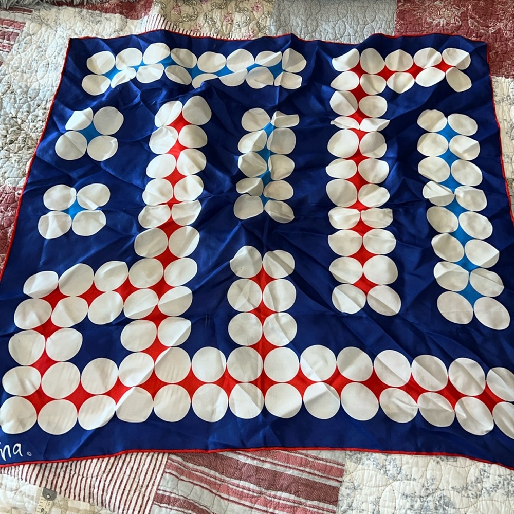 Vintage Vera Neumann polka dot square scarf 26”